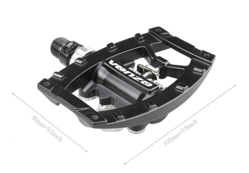 Venzo Dual Function Platform Multi-Use Compatible with Shimano SPD Mountain Bike Bicycle Sealed Clipless Pedals - Dual Platform Multi-Purpose - Great for Touring, Road, Trekking Bikes - Black - Image 3